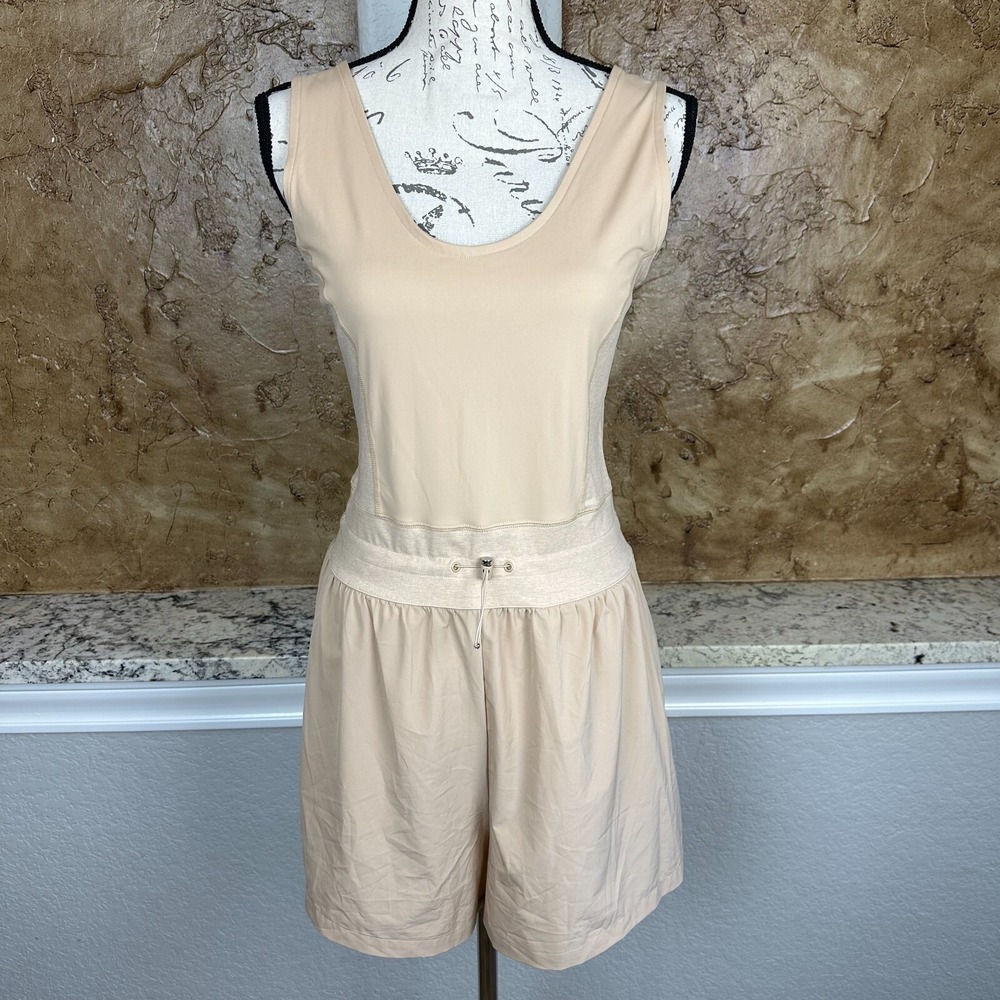 Travis Mathew Dawn Glow Golf Romper Women Medium Beige Performance Stretch